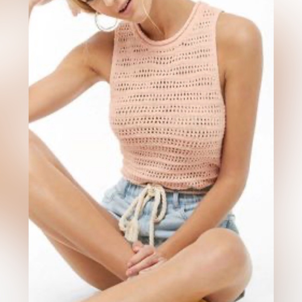 NWT Forever 21 Crochet light pink blush sleeveless crochet knit tank top